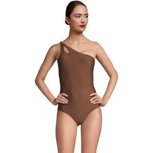 Lands' End Womens Chlorine Resistant One Shoulder Cut Out One Piece Swimsuit 14